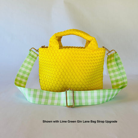 Woven Neoprene Yellow Tote With Matching Solid Crossbody Strap