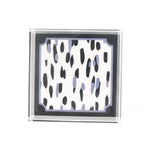 Club House Navy Blue Square Acrylic Tray, medium. Club House is two shades of blue style brush strokes with a blue border.