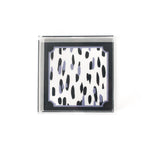 Club House Navy Blue Square Acrylic Tray, small. Club House is two shades of blue style brush strokes with a blue border.