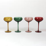 Set of Four Colored Champagne Glasses