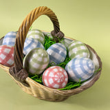 Gin Lane gingham large Decorative Easter Eggs in basket
