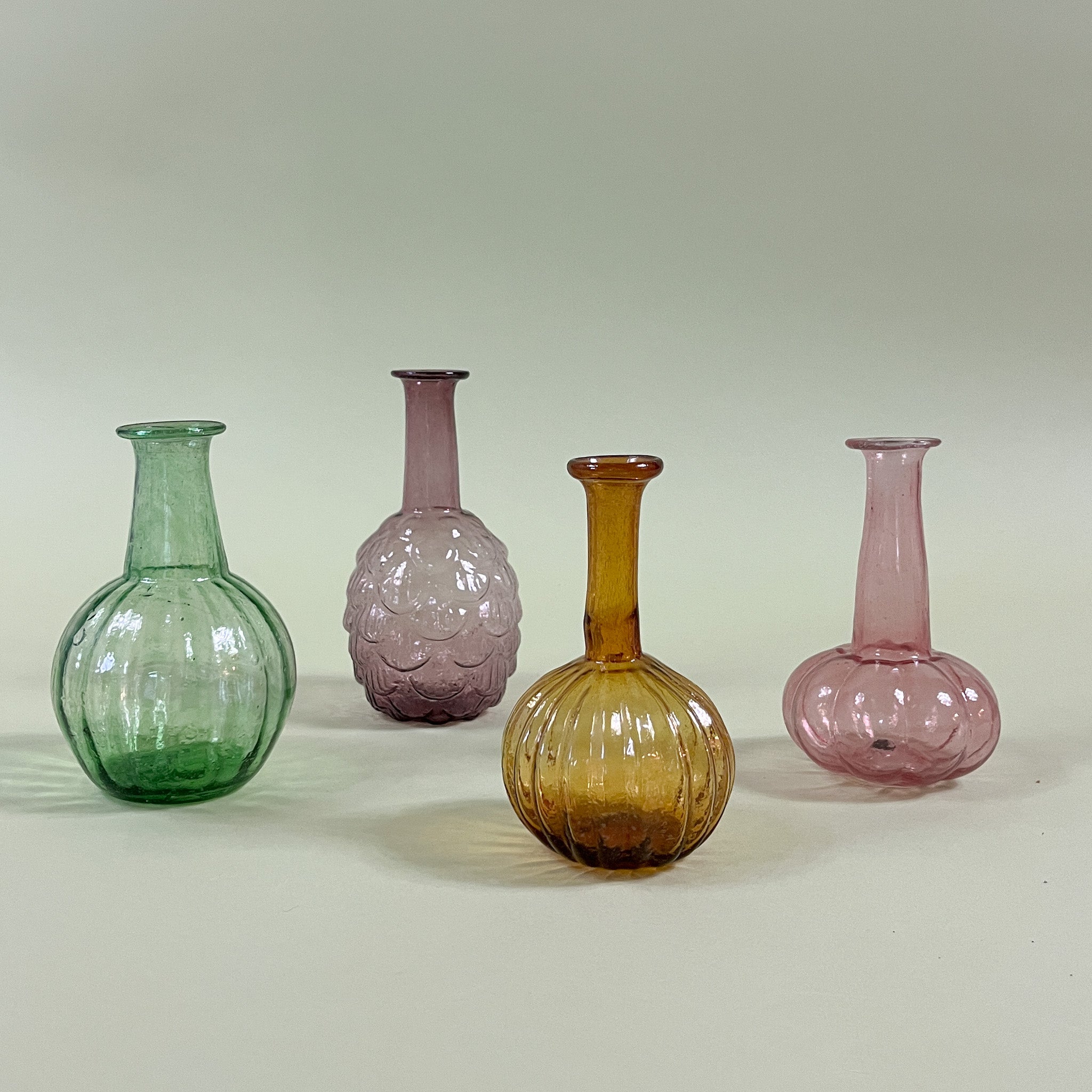 blown glass bud vases four colors