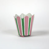 green and pink striped cachepots from madcap cottage