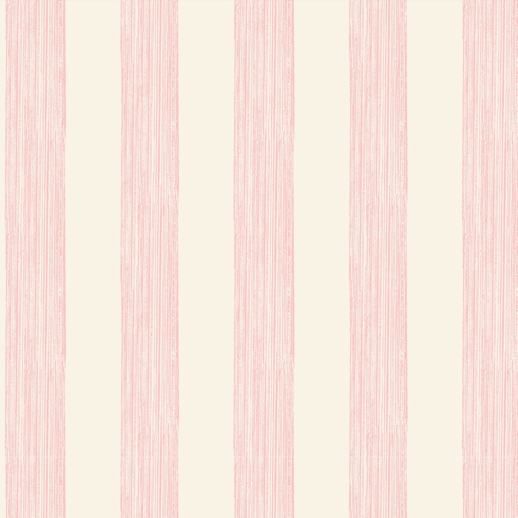 Pink striped wallpaper.