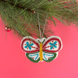 A beaded butterfly felt Christmas ornament