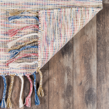 Multi-Colored Marvelous Marrakech Woven Wool Area Rug w/Tassel Fringe