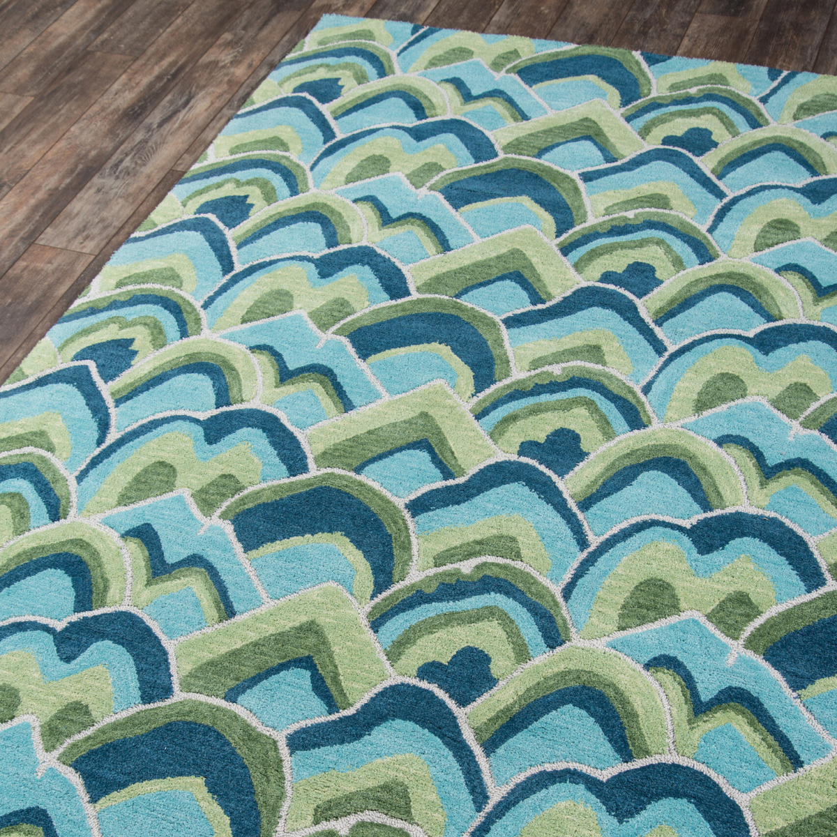 Cloud Club Navy Blue/Green Indoor Hand-Tufted Blend Area Rug