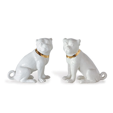 Cream Cecil Pug Statuettes, Pair