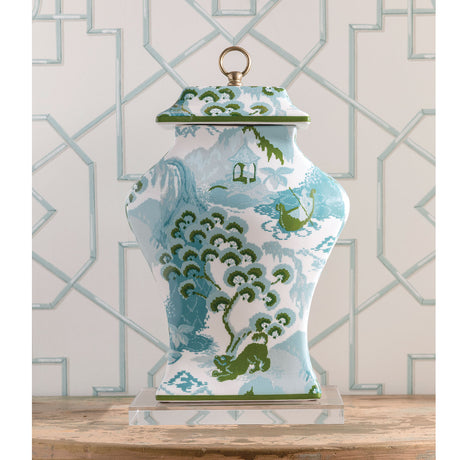 Old Peking Celadon Porcelain Lidded Jar