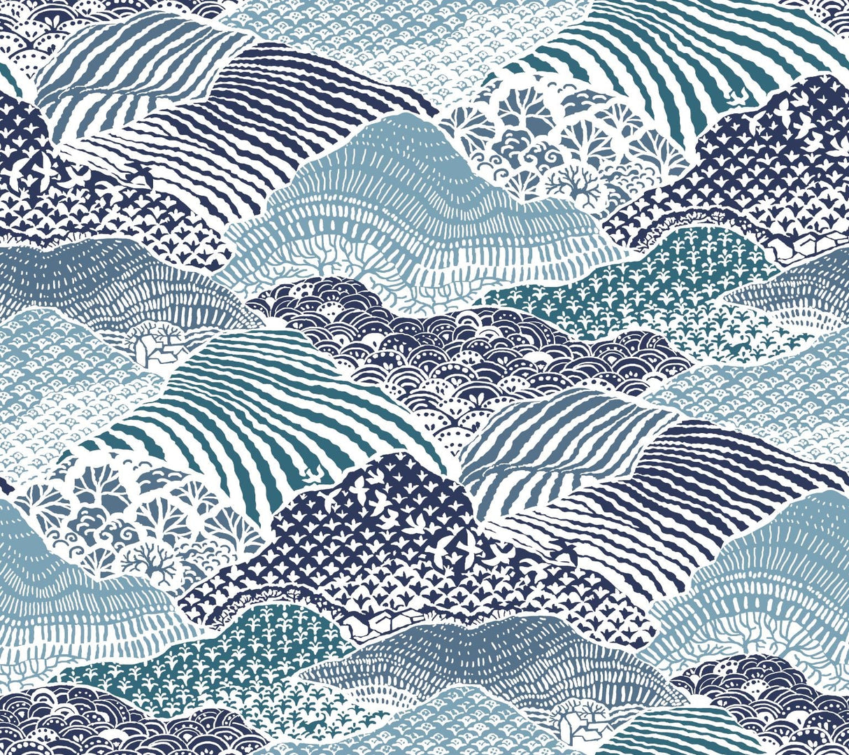 Shangri-La Navy Blue Peel & Stick Wallpaper Sample