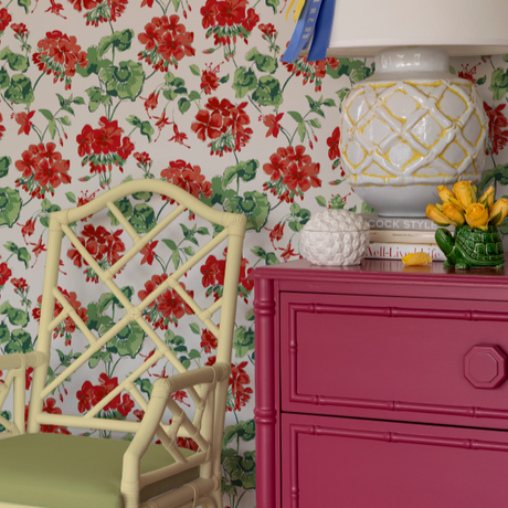 Cottage Grove Geranium Red Wallpaper