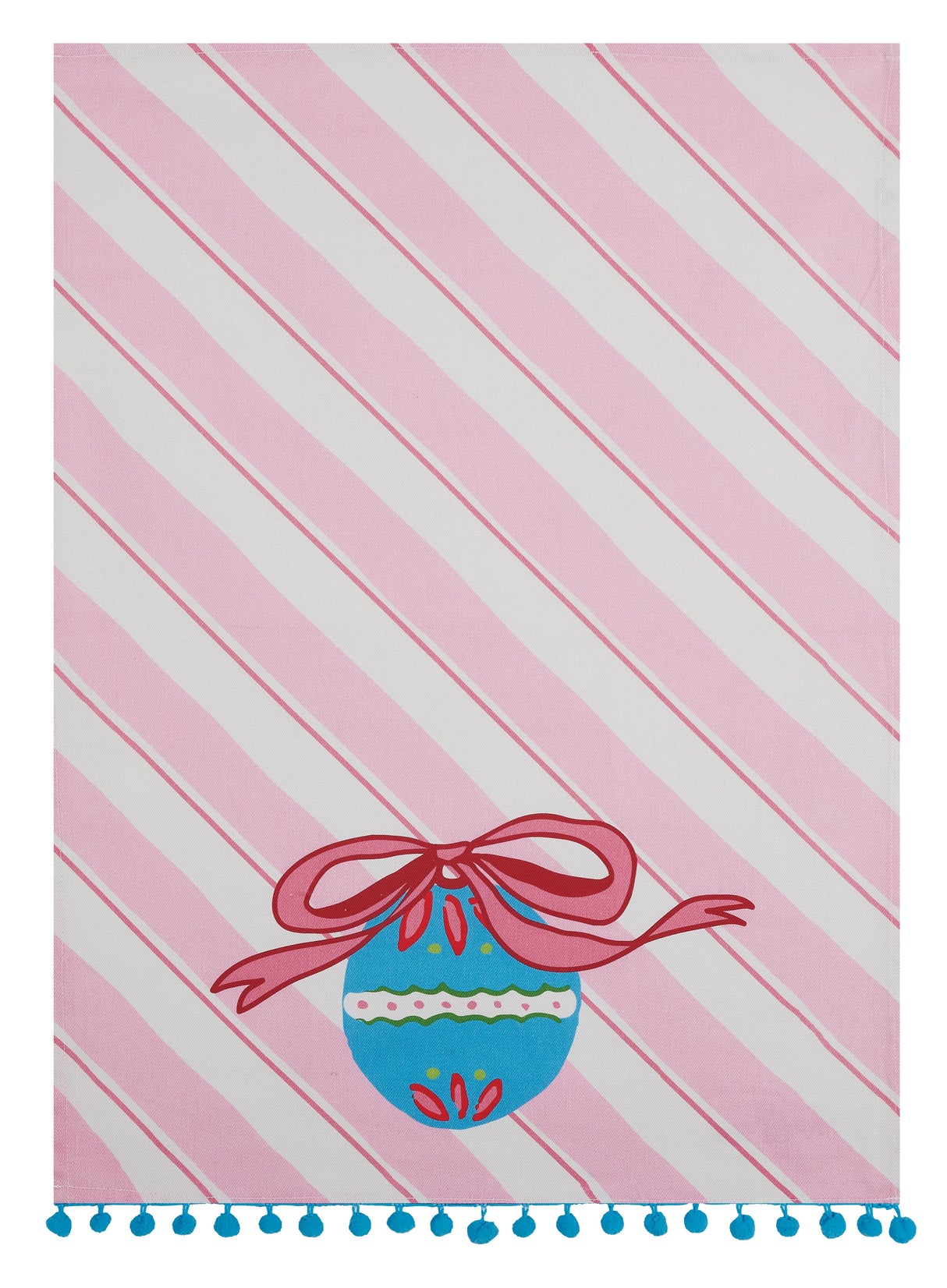 Pink Candy Stripe Christmas Ornament Tea Towel/Dish Towel/Guest Towel