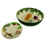 Italian Vegetable Vintage Salad Bowl and Plates, Set of 5