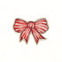 Front view of a red and white striped bow-shaped decorative tray with gold outline.