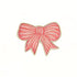 hand-painted tole tray featuring a delicate pink bow with white stripes and elegant gold trim on a white background