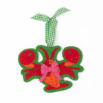 Handcrafted Lobster Felt Christmas Ornament on a white background