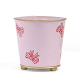 Hand-Painted Large Tole Cachepot - Pink Bows