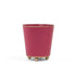Bright Pink small tole metal cachepot with gold base and trim on a white background