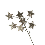 Gold champagne spray of stars featuring sparkling glitter accents, perfect for festive Christmas trees and arrangements.