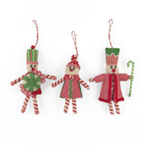 Pink and Green Felted Wool Christmas Nutcrackers, Set of 3
