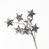 Silver spray of stars featuring sparkling glitter accents, perfect for festive Christmas trees and arrangements.