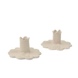 Harbor Trail Pink and Green Scalloped Ceramic Candle Holders, Set of 2