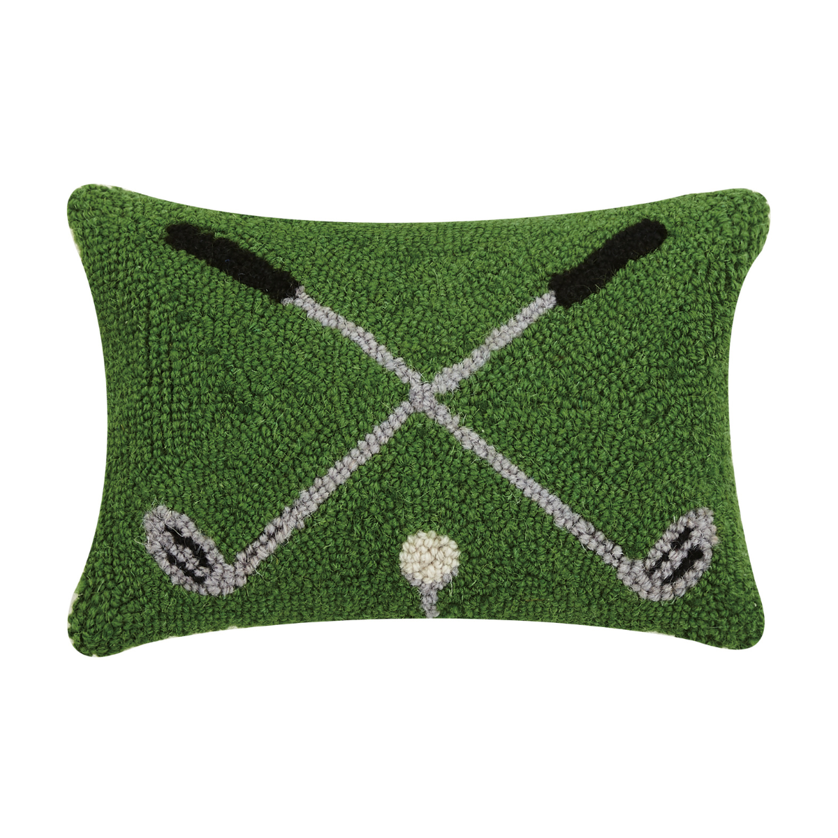 Golf Clubs Hooked Wool Throw Pillow