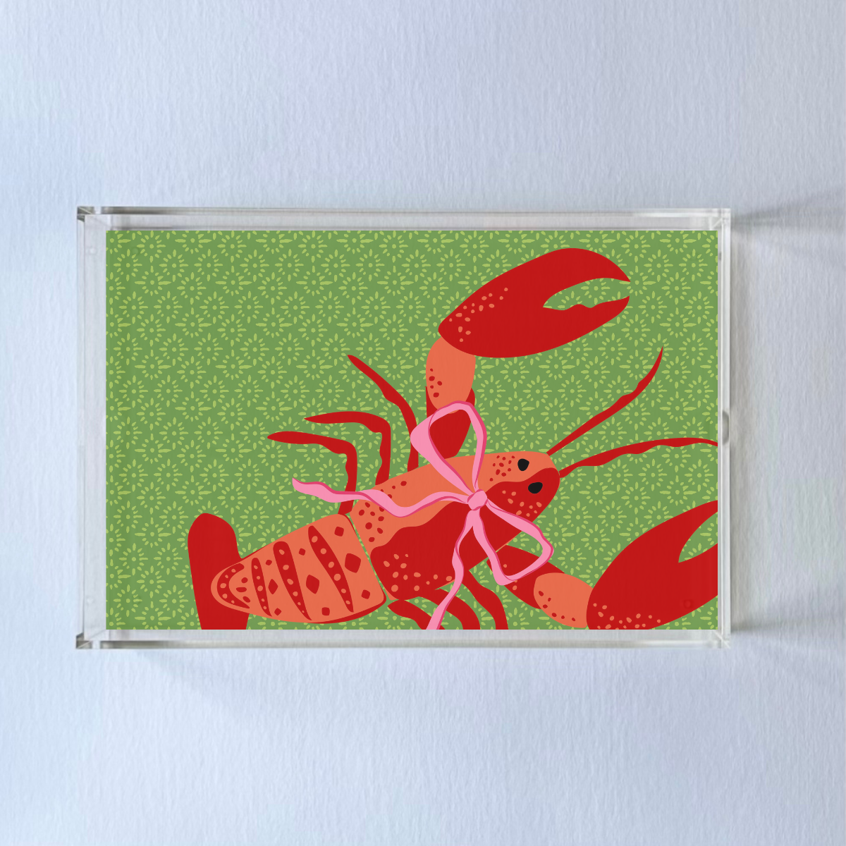 Rock Lobster Rectangular Acrylic Christmas Tray, 2 Sizes