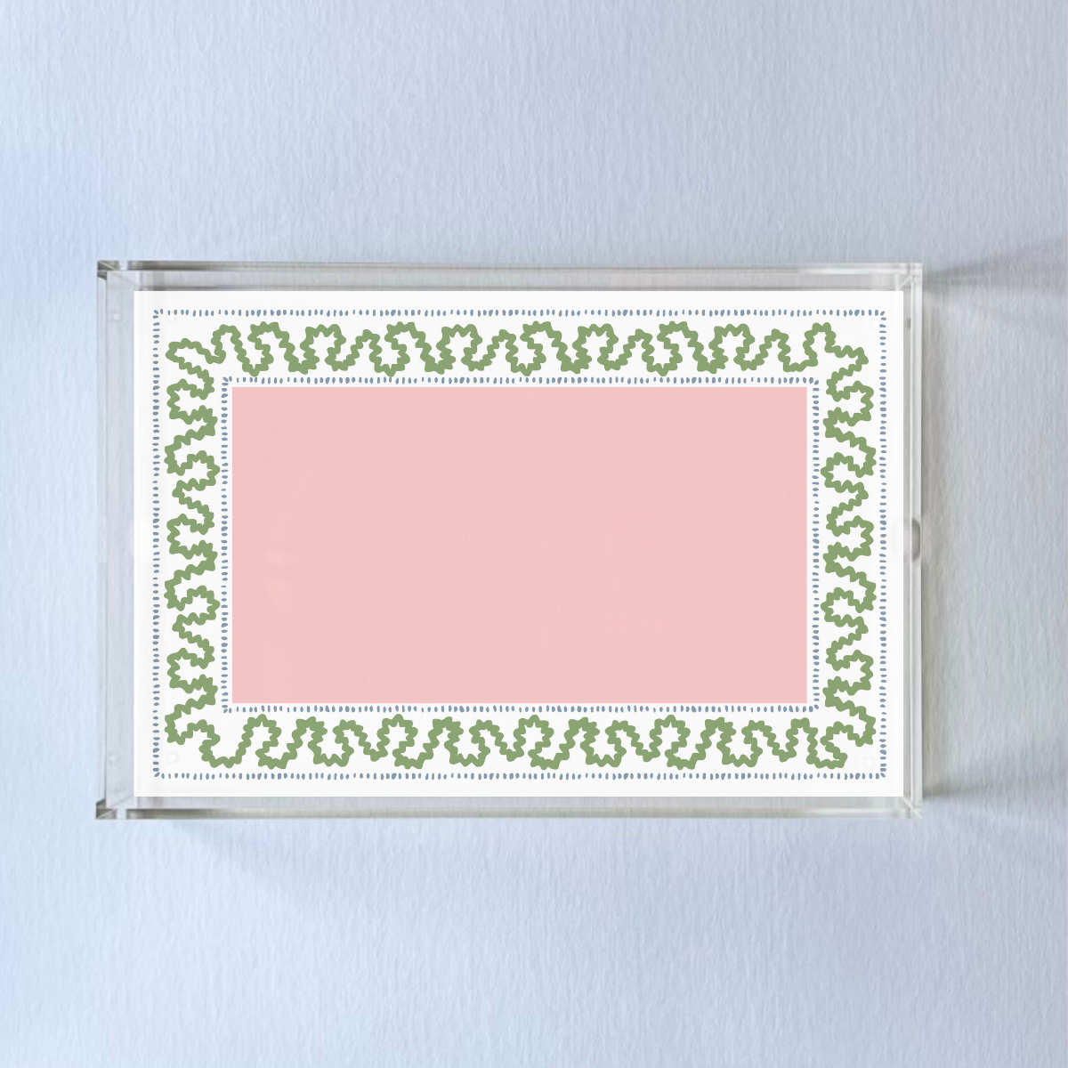 Harbor Trail Pink/Green w/Blue Dash Rectangular Acrylic Tray, 2 Sizes