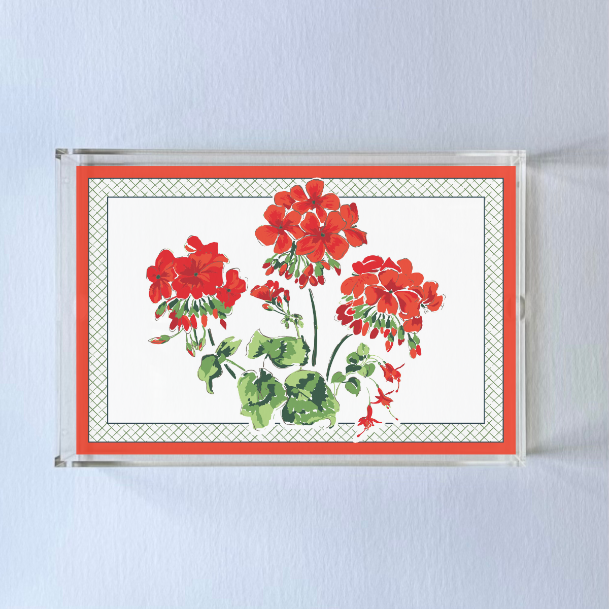 Cottage Grove Geranium Red Rectangular Acrylic Christmas Tray, 2 Sizes