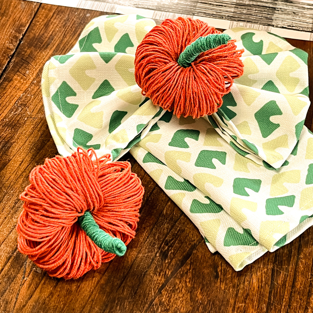 Woven Thanksgiving/Fall Pumpkin Napkin Rings, Set of 2