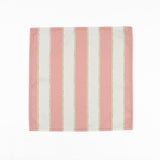 Pink and white striped cloth dinner napkins featuring delicate green dotted accents for elegant tablescapes.