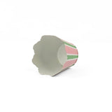 Hand-Painted Striped Scalloped Tole Cachepot - Pink and Green