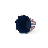 Hand-Painted Striped Scalloped Tole Cachepot - Red, White, and Blue