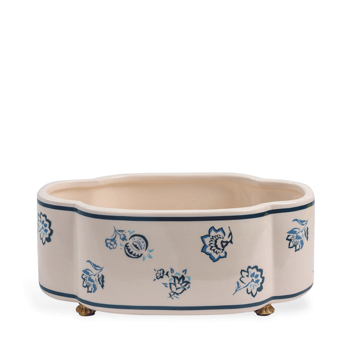 Bonjour Provence Navy Blue/Cream Porcelain Oval Planter