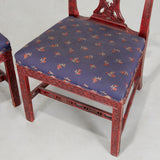 19th-Century Red Chinoiserie English Side Chairs, Pair