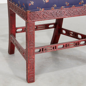 Vintage 19th-Century Red Chinoiserie English Side Chairs, Pair