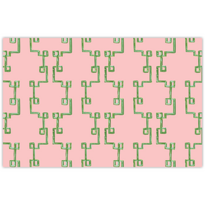 Bamboozled Pink/Green Rectangular Paper Placemats, Pad of 20