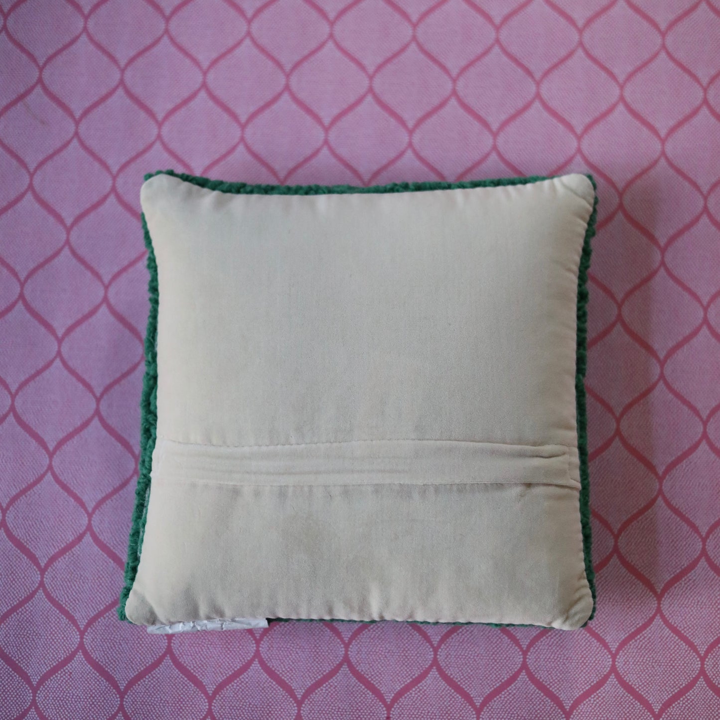 Hooked Wool Candy Cane Pillow