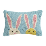 Bunny Duo Hooked Wool Pillow