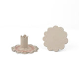 Harbor Trail Pink and Green Scalloped Ceramic Candle Holders, Set of 2