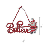 Red Believe Santa Christmas sign featuring glittery Santa Claus, measuring 8" by 12"