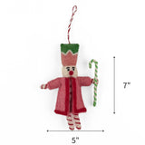 Pink and Green Felted Wool Christmas Nutcrackers, Set of 3