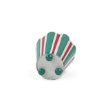 Hand-Painted Striped Scalloped Tole Cachepot - Green and Red