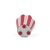 Hand-Painted Striped Scalloped Tole Cachepot - Red and Pink