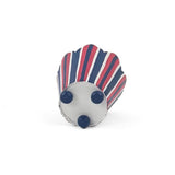 Hand-Painted Striped Scalloped Tole Cachepot - Red, White, and Blue