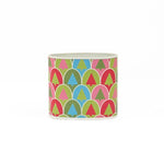Small Festive Christmas caddy featuring colorful retro trees in pink, green, blue, and red patterns.