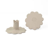 White Scalloped Ceramic Candle Holders, Set of 2