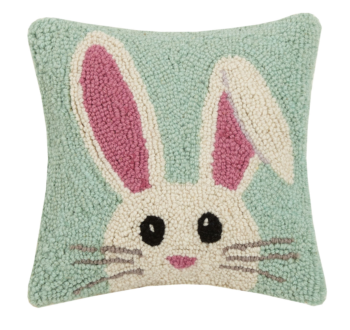 Hello Easter Bunny Hooked Wool Pillow