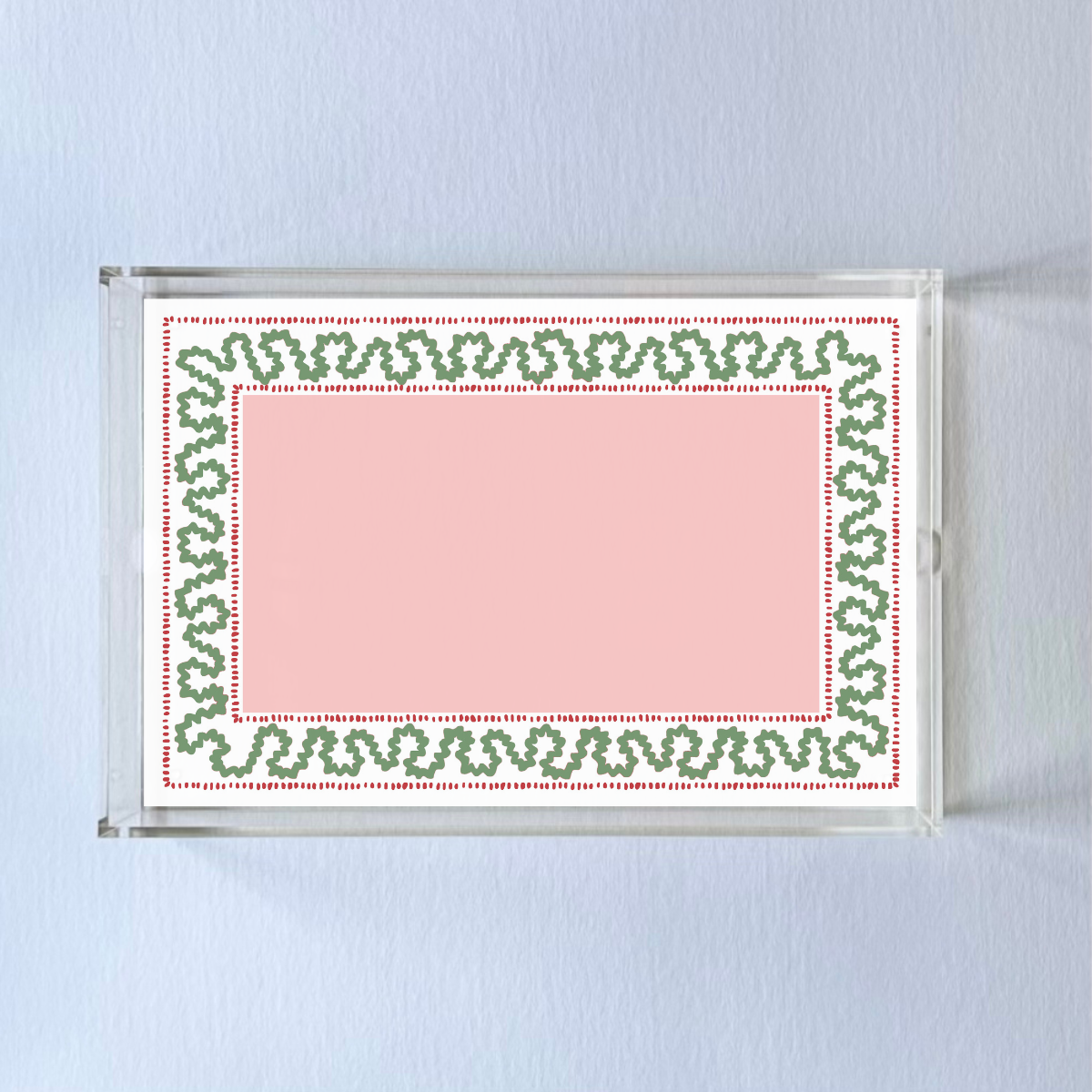 Harbor Trail Pink/Green w/Red Dash Rectangular Acrylic Tray, 2 Sizes